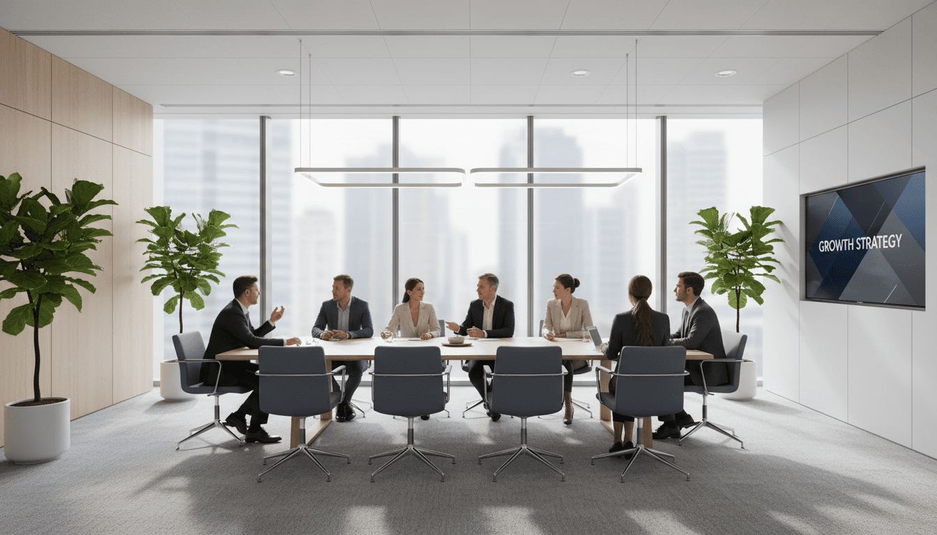 Professional meeting space with Toronto cityscape backdrop