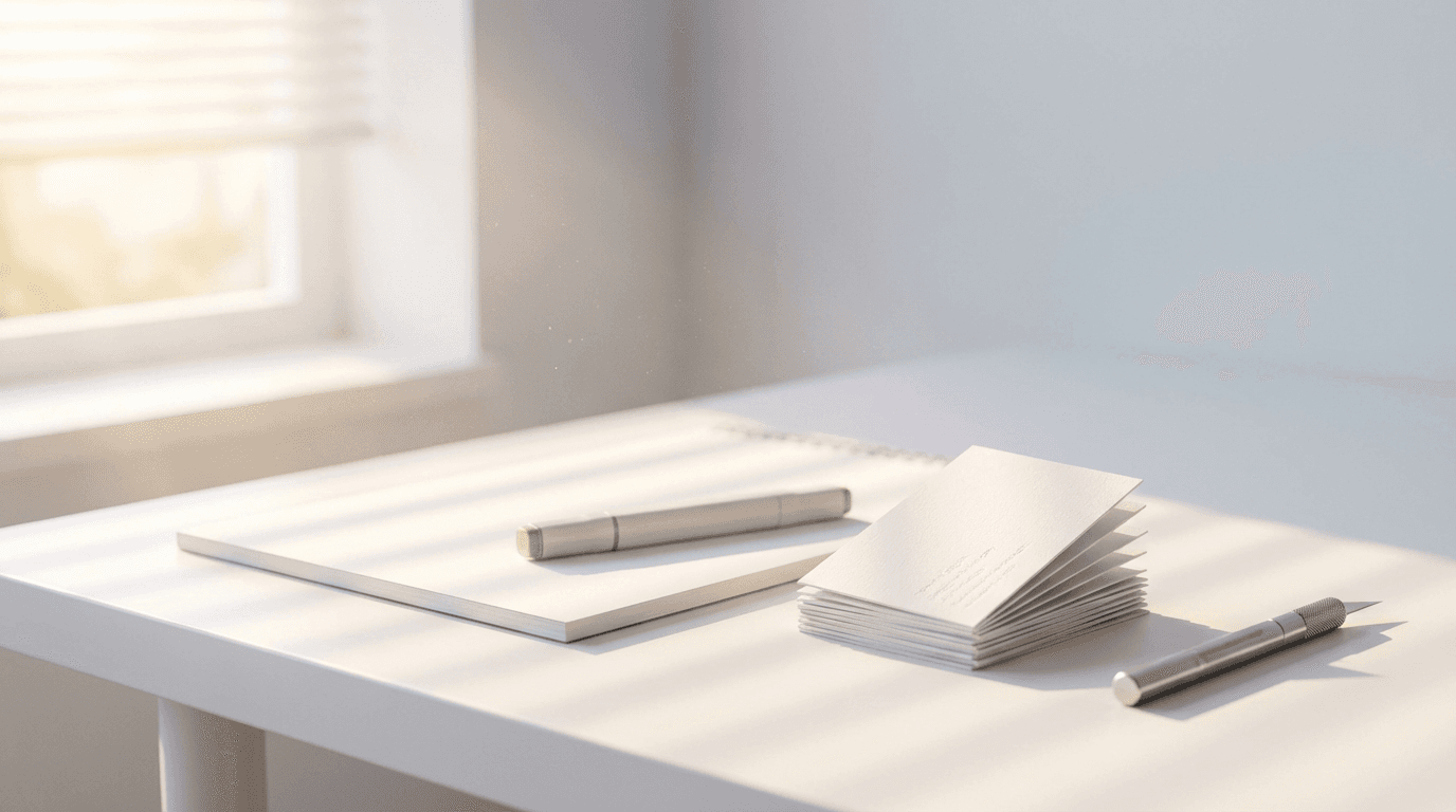 Professional business documentation and materials on desk